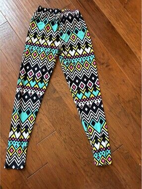Always Teen Girls' Leggings Size 7 with Colorful Geometric Pattern